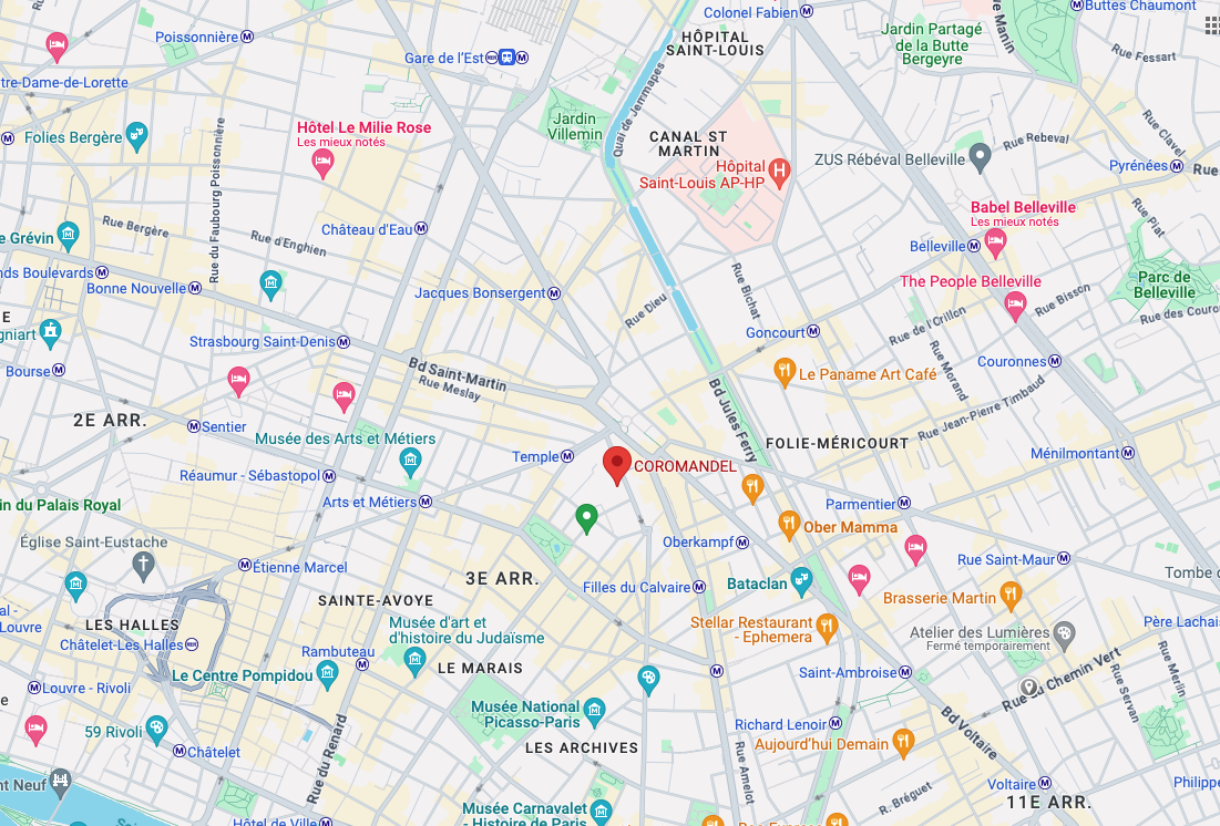 Capture Google MAP Adresse Coromandel Paris